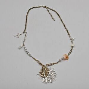Elegant Brass and Silver Necklace Beach Sea